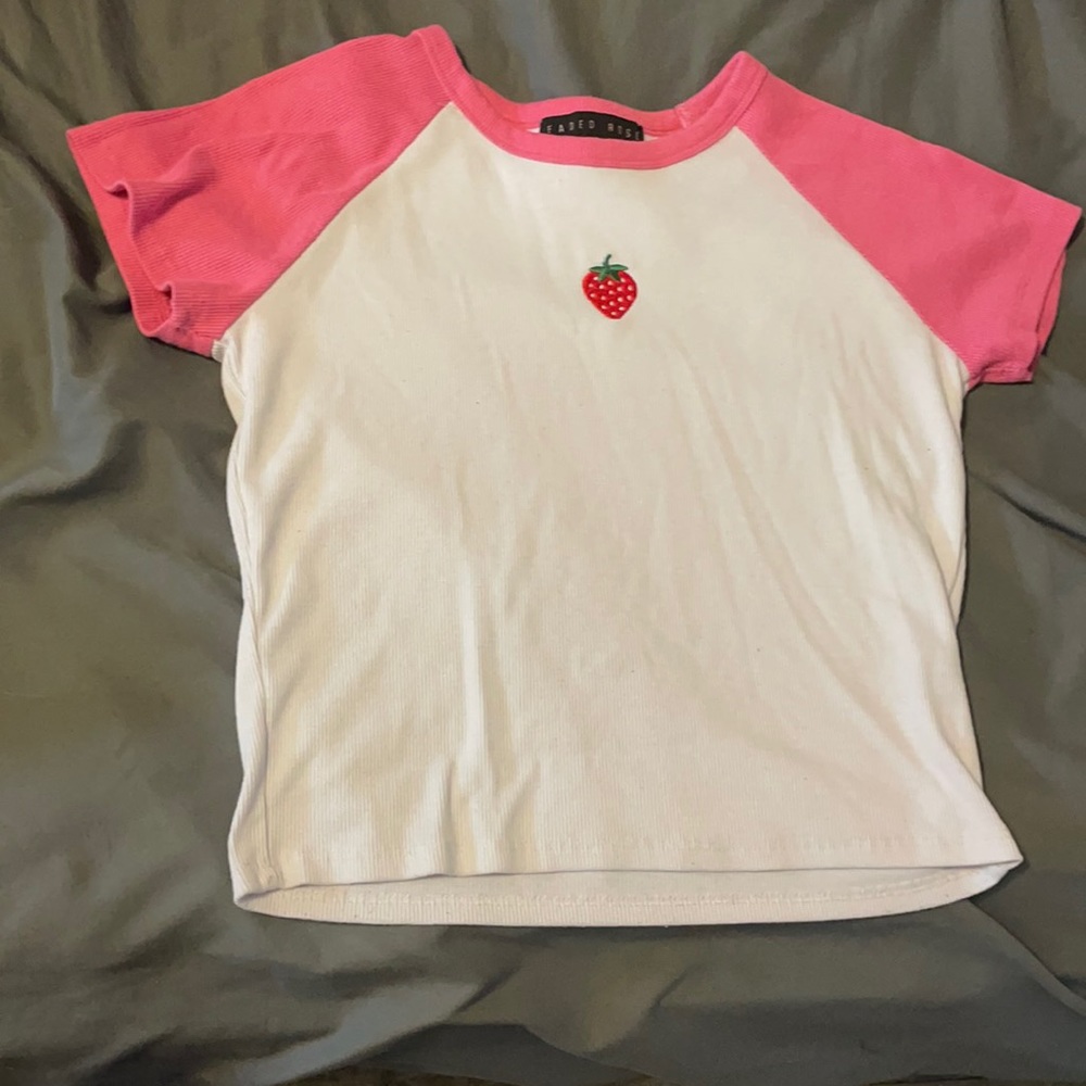 Pink + White t shirt size LARGE